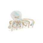 A whimsical JELLYFISH HAIRCLIP designed in blue and white tones, perfect for beach-inspired hairstyles.